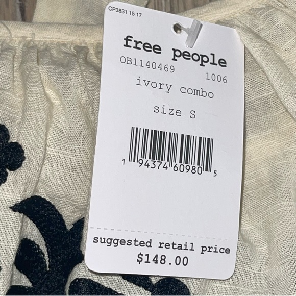 Free People Women’s Fiona Embroidered Mini Dress Ivory Combo Boho Size Small - Picture 8 of 16